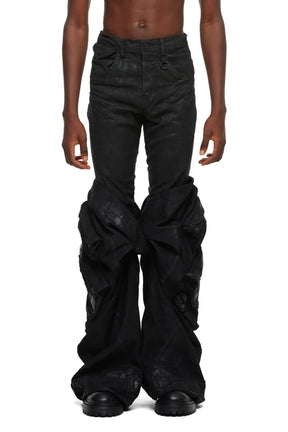 COTTON BACK SATIN GASMASK LEG COVER / BLK