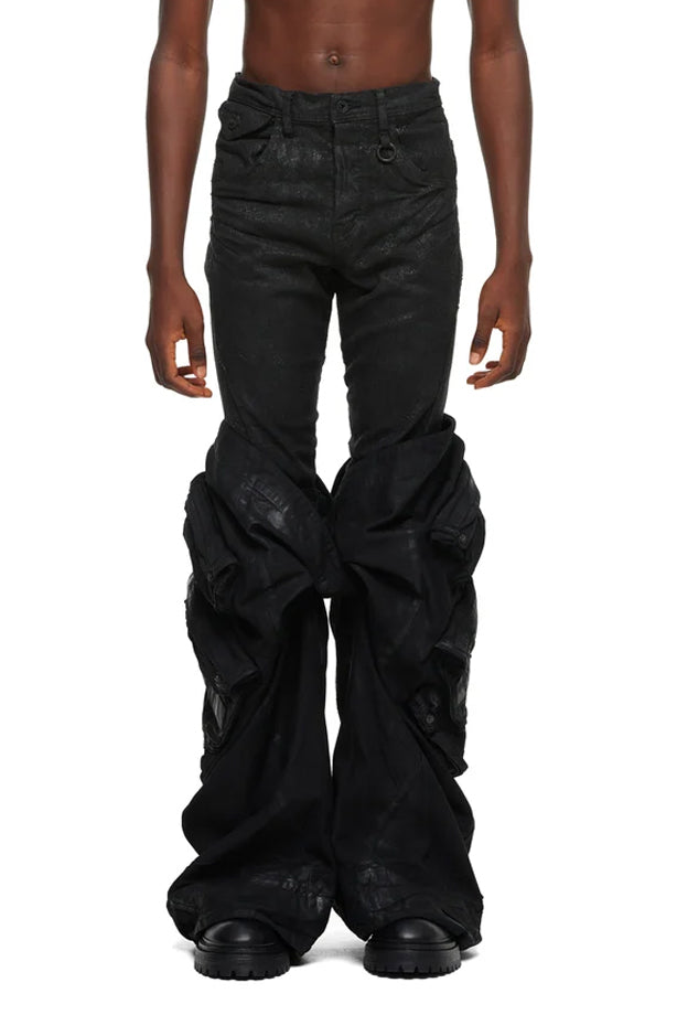 COTTON BACK SATIN GASMASK LEG COVER / BLK