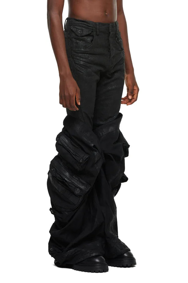 COTTON BACK SATIN GASMASK LEG COVER / BLK
