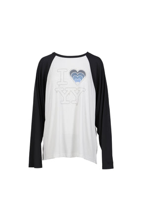 OPEN YY I LOVE YY RAGLAN TEE / BLU