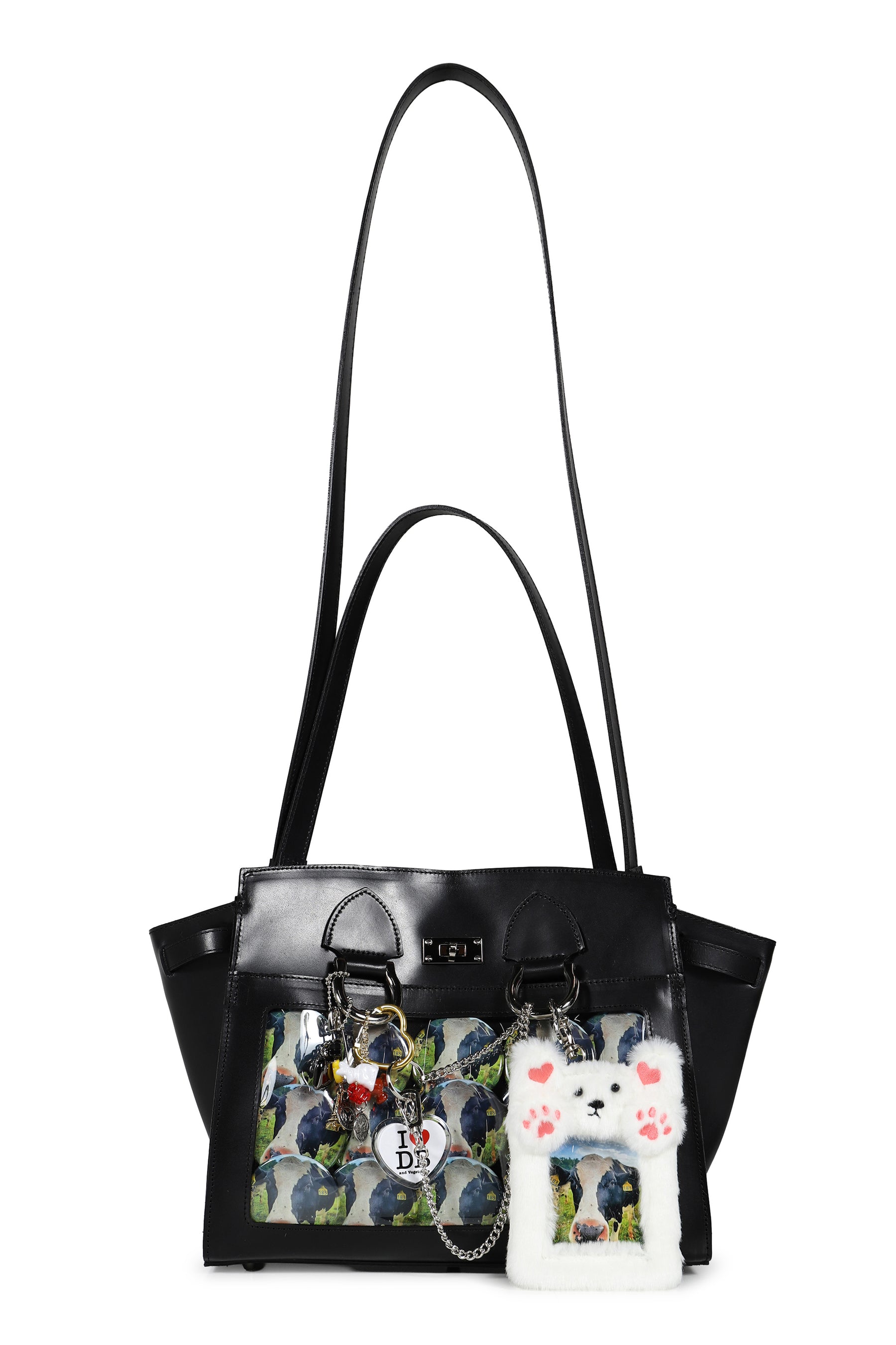 LEATHER "ITA" SHOULDER BAG / BLK