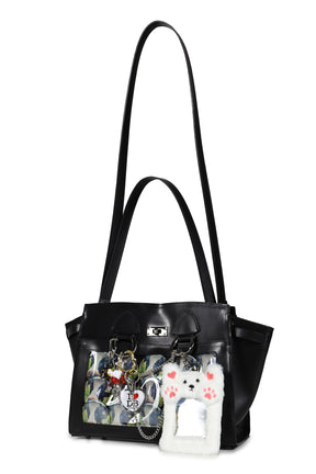 LEATHER "ITA" SHOULDER BAG / BLK