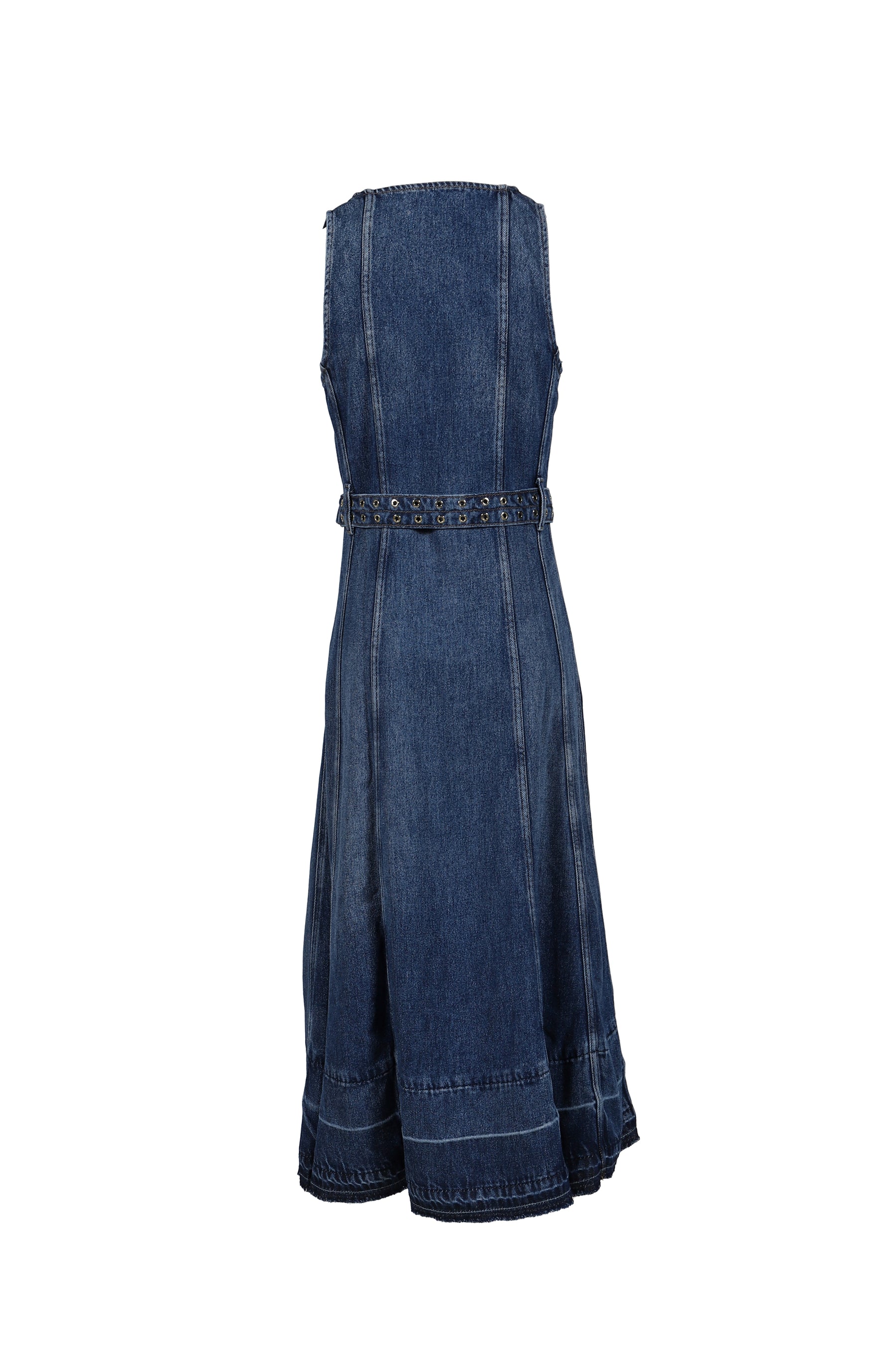 GANNI LIGHT DENIM BELT MIDI DRESS / MID BLU VINTAGE