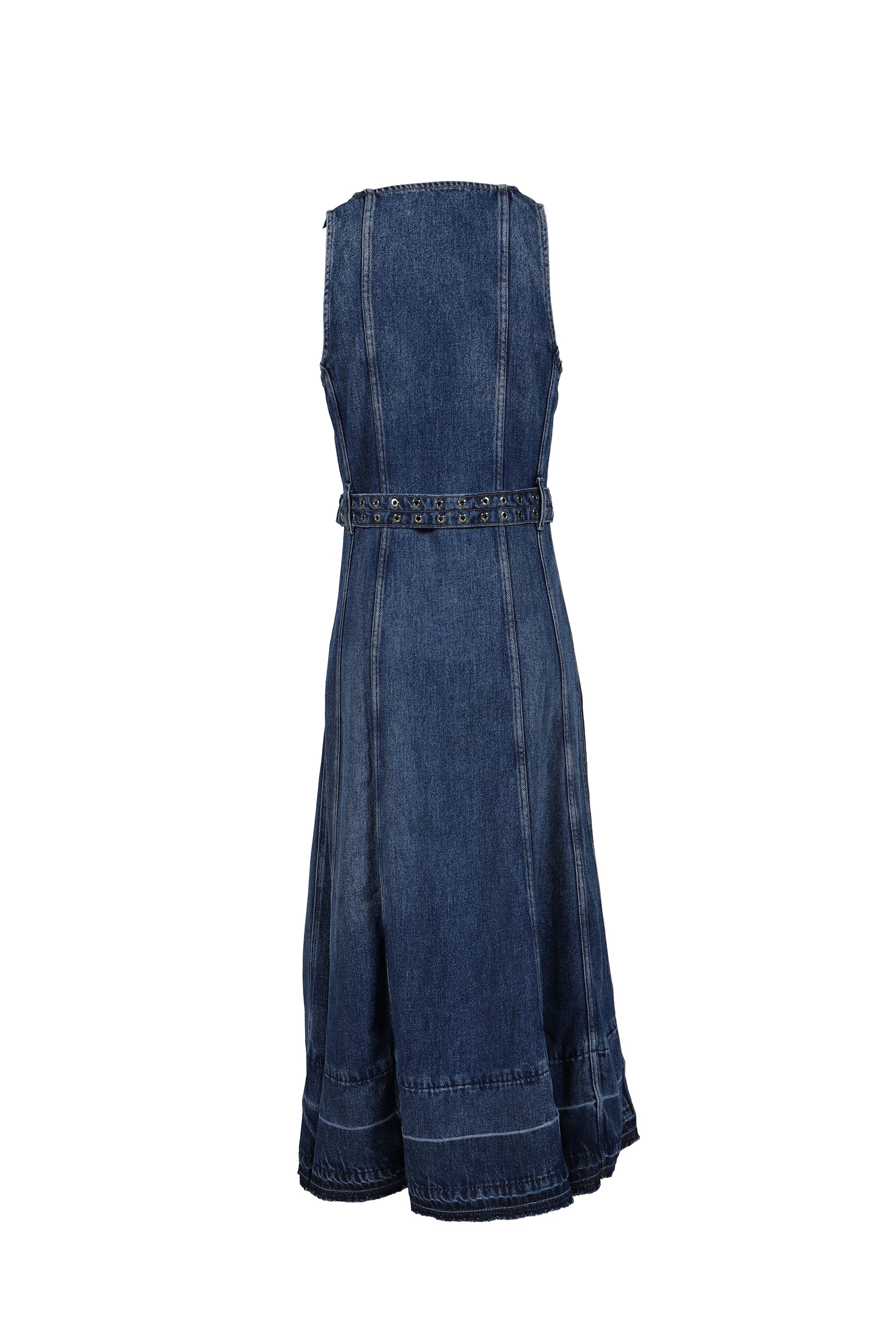 GANNI LIGHT DENIM BELT MIDI DRESS / MID BLU VINTAGE