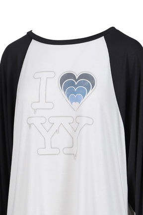 OPEN YY I LOVE YY RAGLAN TEE / BLU