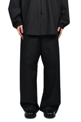 WIDE LEG DRAWSTRING PANTS / BLK STRIPED