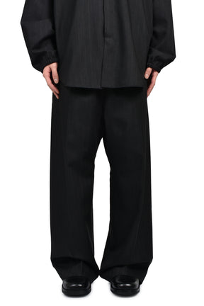 WIDE LEG DRAWSTRING PANTS / BLK STRIPED
