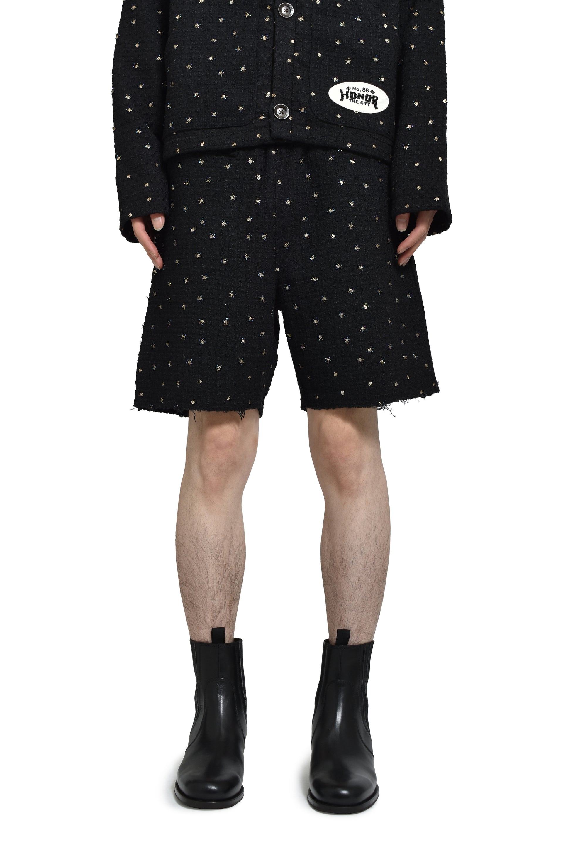 BEADED SHORTS / BLK