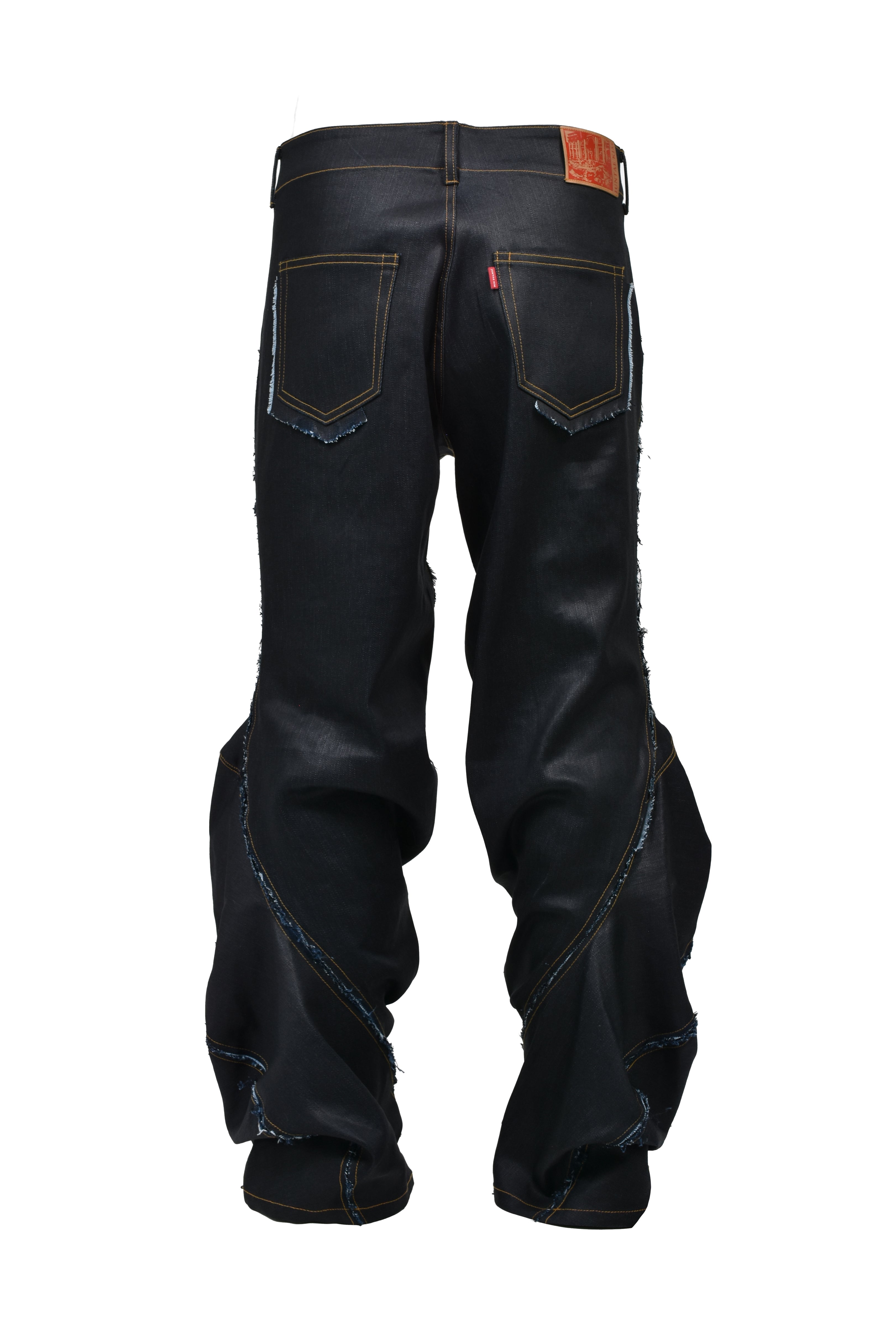 JUNTAE KIM SS26 LASER-SLASHED TWIST PANTS / IND - NUBIAN