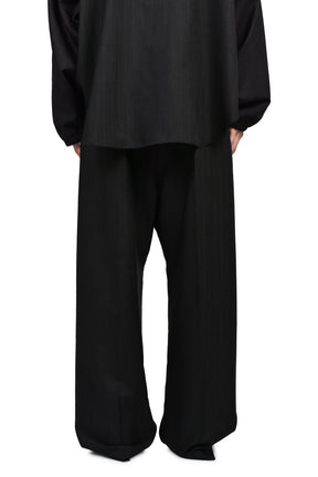 WIDE LEG DRAWSTRING PANTS / BLK STRIPED