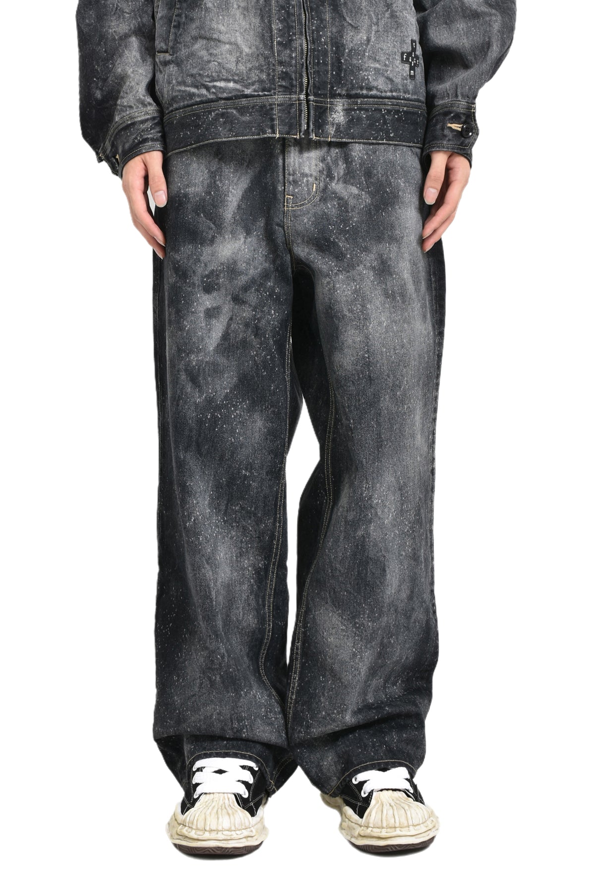 GALAXY DENIM BIG HEART PANTS / BLK