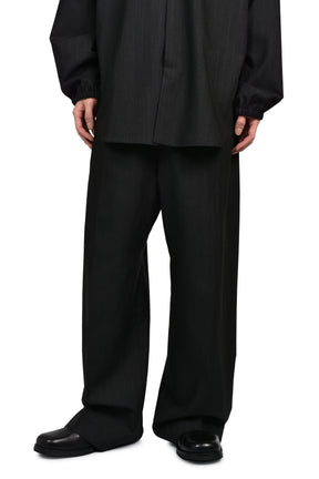WIDE LEG DRAWSTRING PANTS / BLK STRIPED