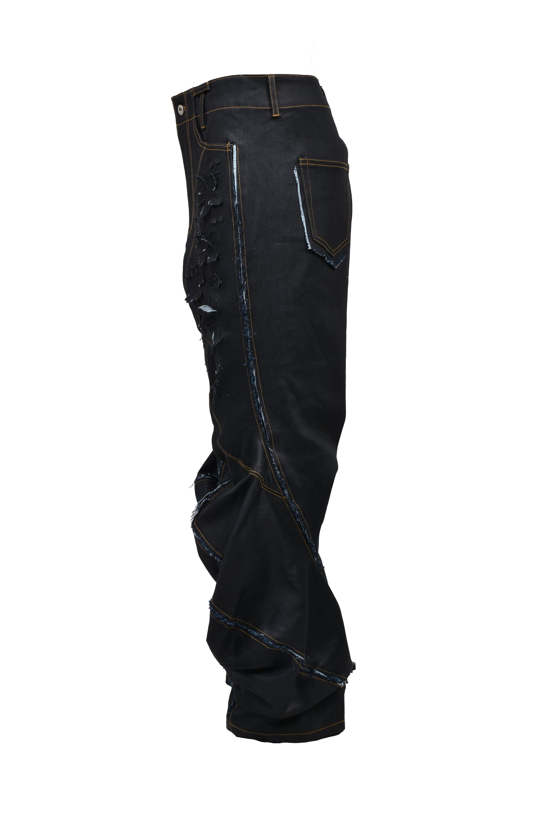 LASER-SLASHED TWIST PANTS / IND
