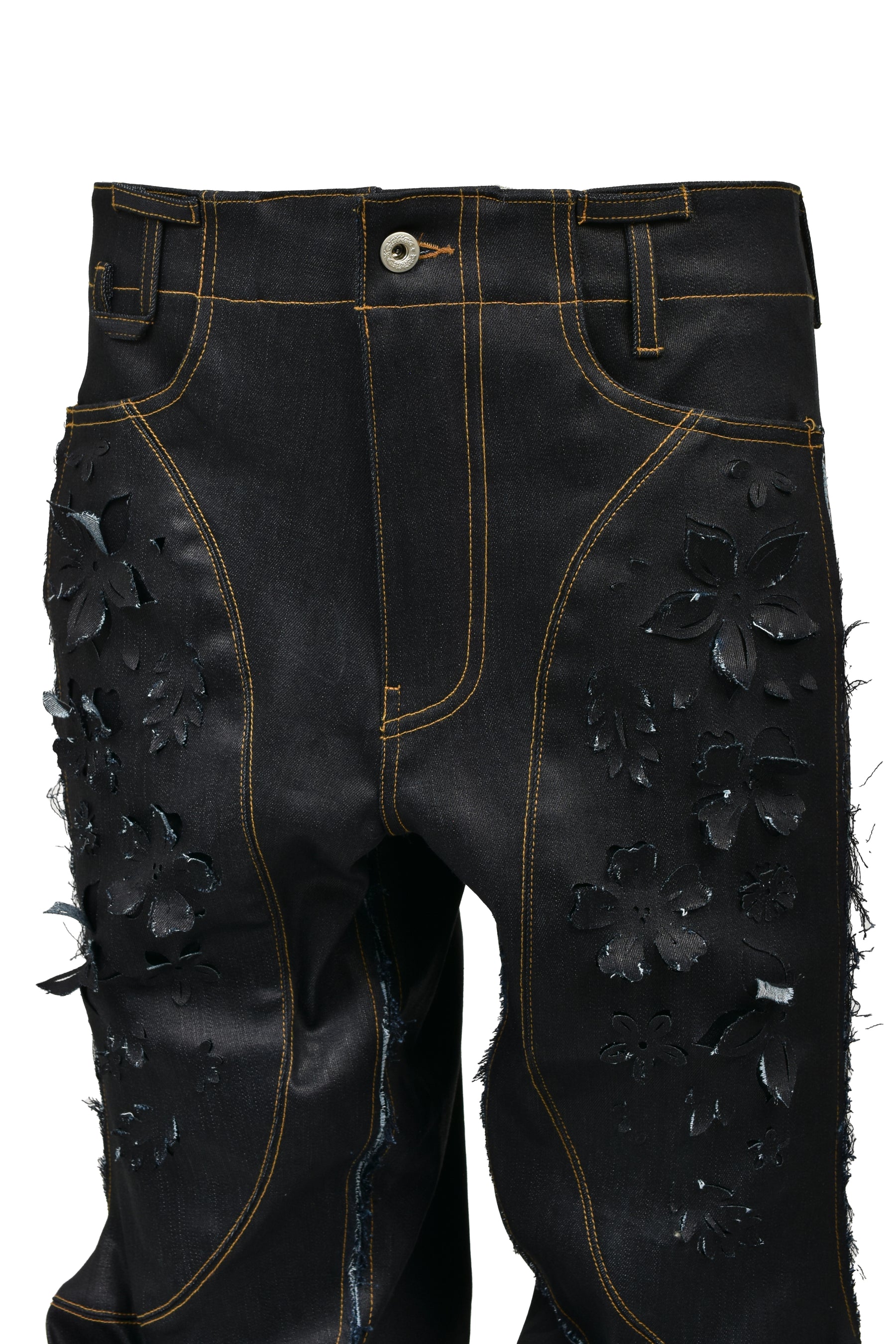 LASER-SLASHED TWIST PANTS / IND