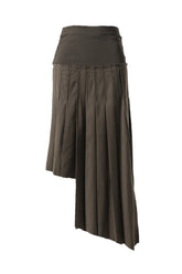 RIBBED PLEATED SKIRTS / KHA GRN