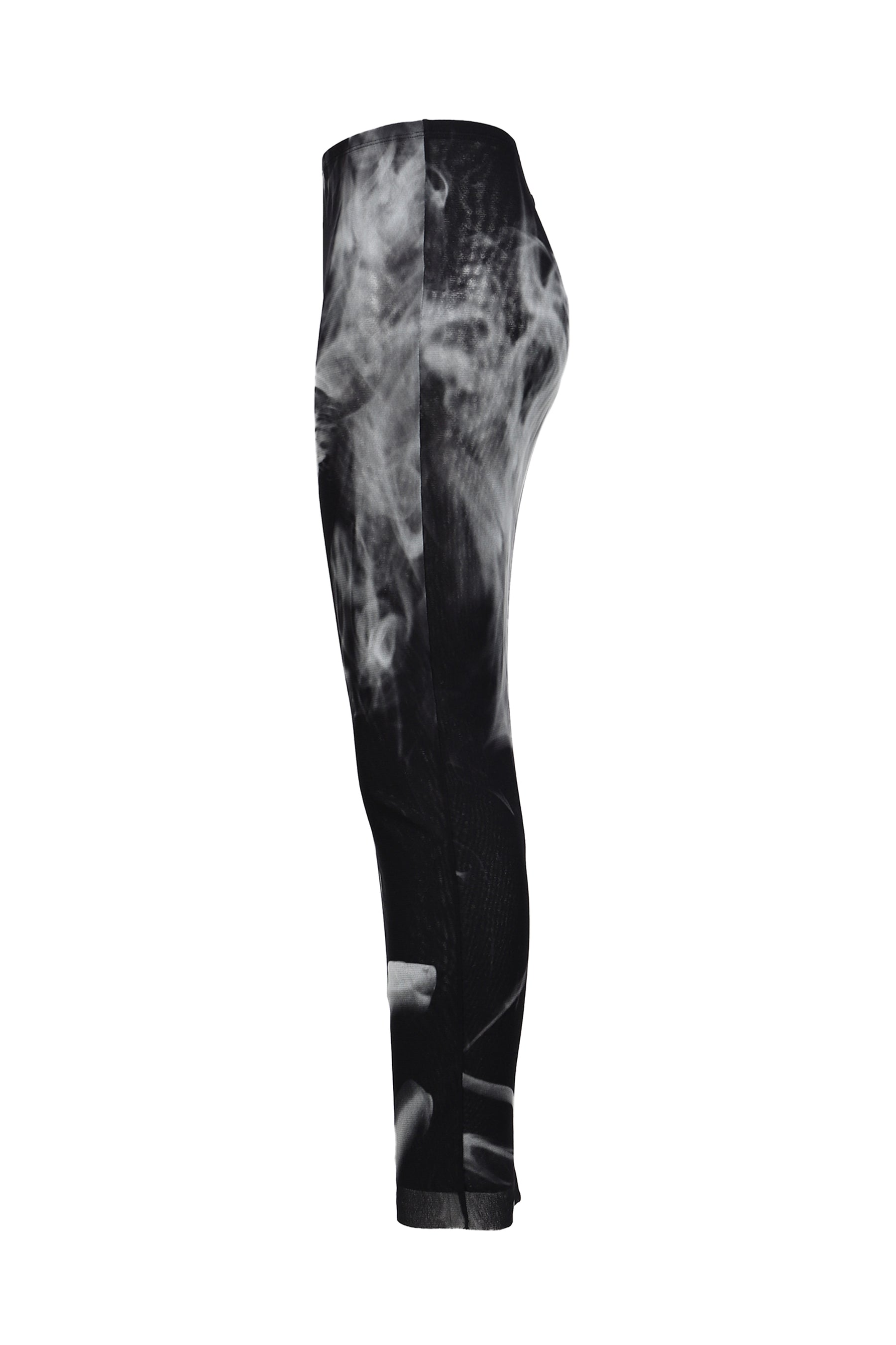 MESH LONG SKIRT PRINTED "SMOKING WOMEN" / BLK GRY WHT