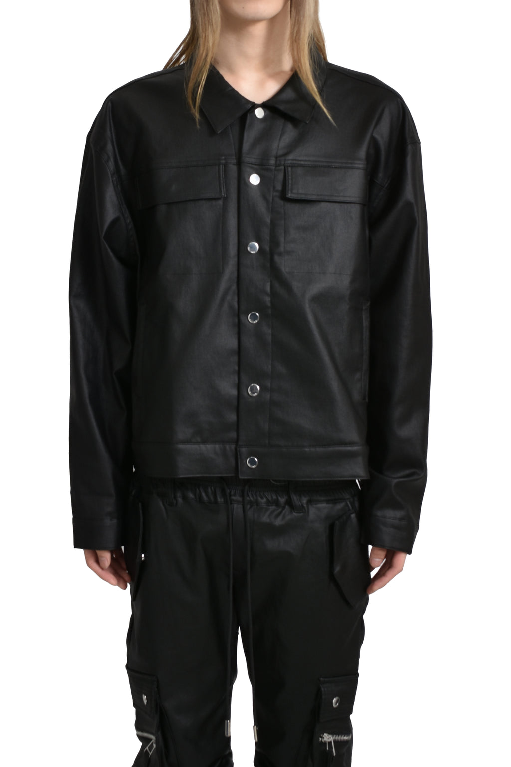 MLVINCE メルヴィンス FW24 WAX TRUCKER JACKET / BLK - NUBIAN