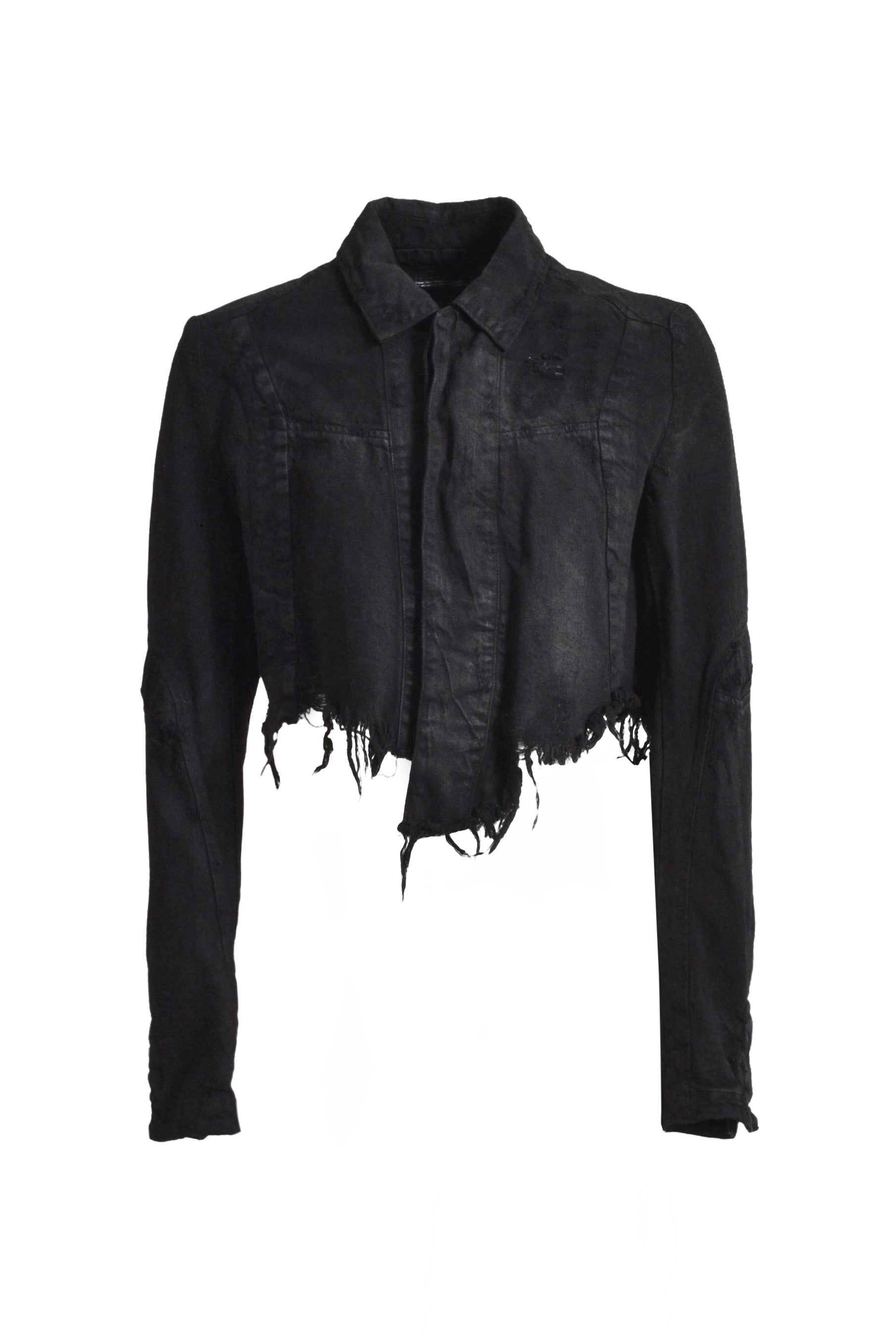 SHORT DISTRESSED DENM BLOUSON / BLK