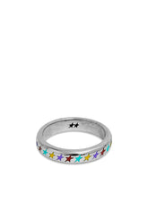 ENAMELED MULTICOLOR STARLINE RING S / SIL