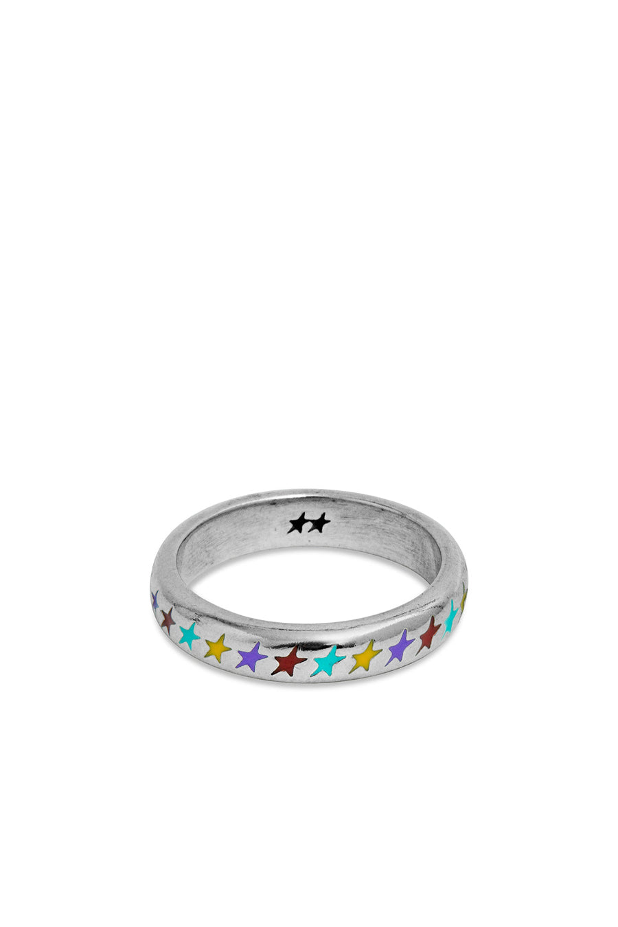 ENAMELED MULTICOLOR STARLINE RING S / SIL