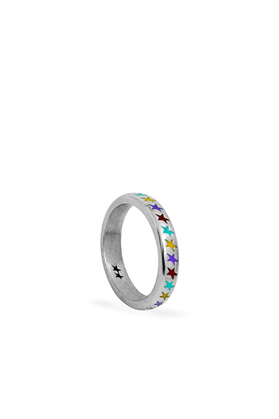 ENAMELED MULTICOLOR STARLINE RING S / SIL