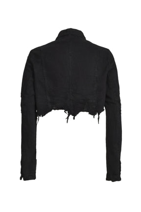 SHORT DISTRESSED DENM BLOUSON / BLK