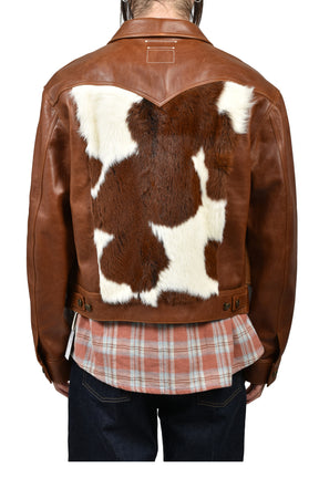 HAIR-ON WESTERN TRUCKER JACKET / TAN BRW