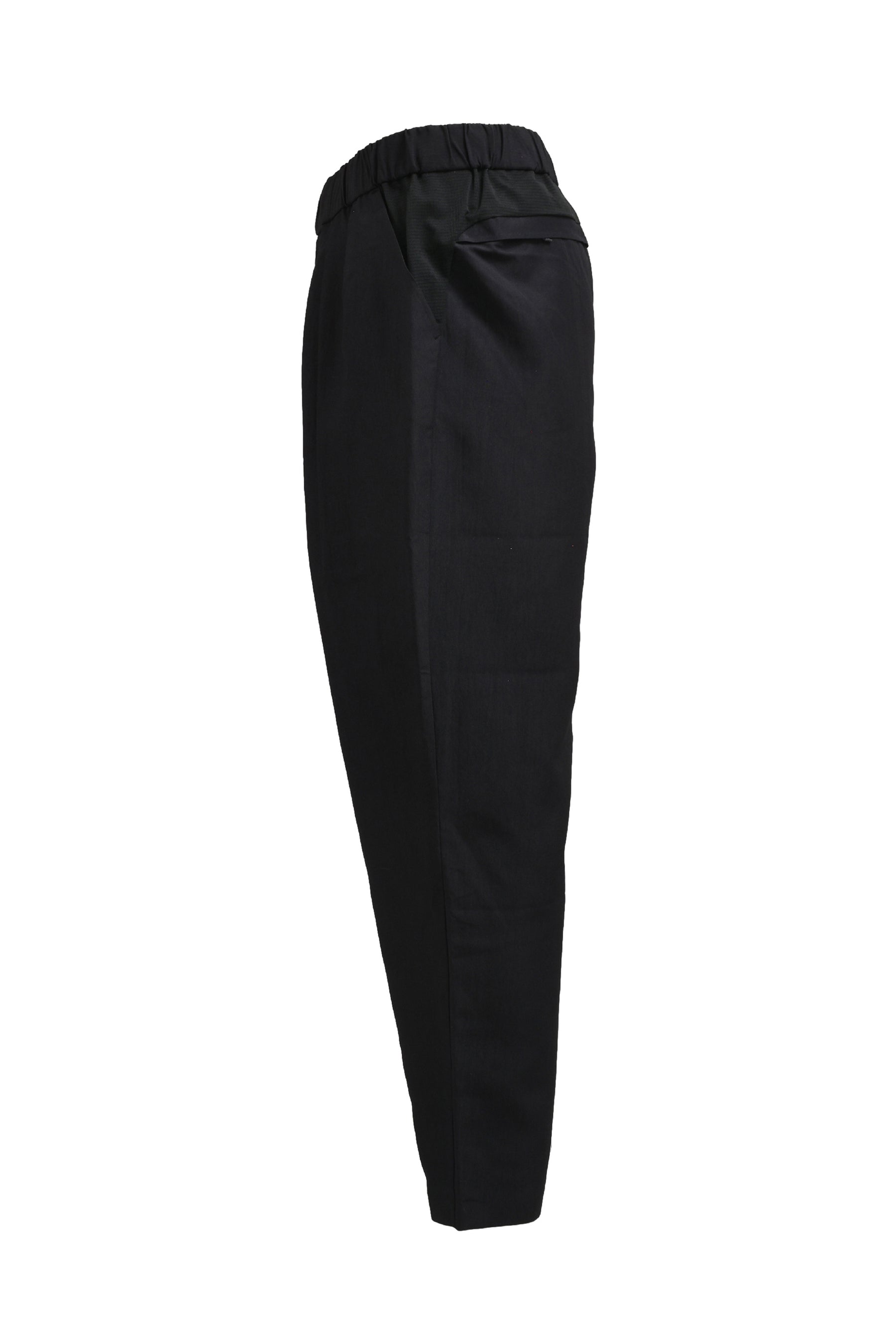 POLYESTER TAFFETA TAPERED EASY PANTS / BLK