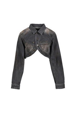 CROP DENIM JACKET / BLK