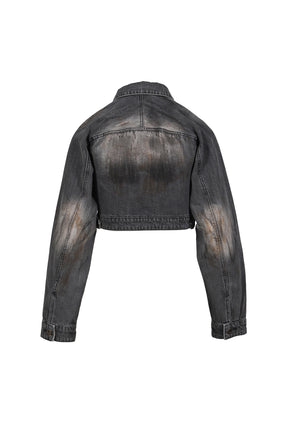 CROP DENIM JACKET / BLK