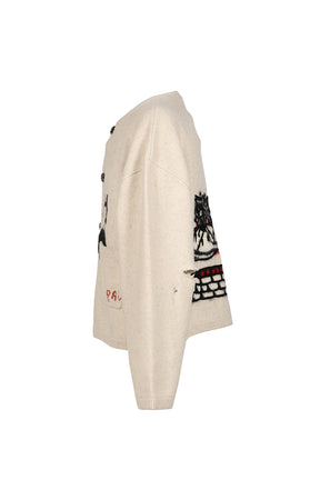 GRAN DAMA CREWNECK CARDIGAN / HEATHER GRY