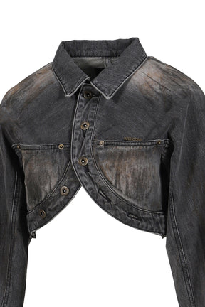 CROP DENIM JACKET / BLK