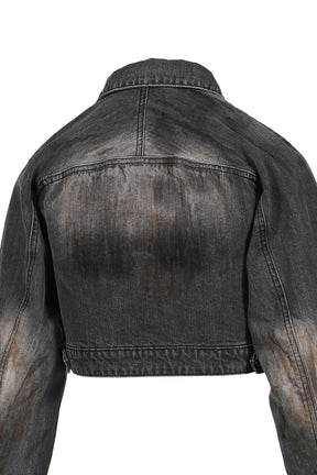 CROP DENIM JACKET / BLK