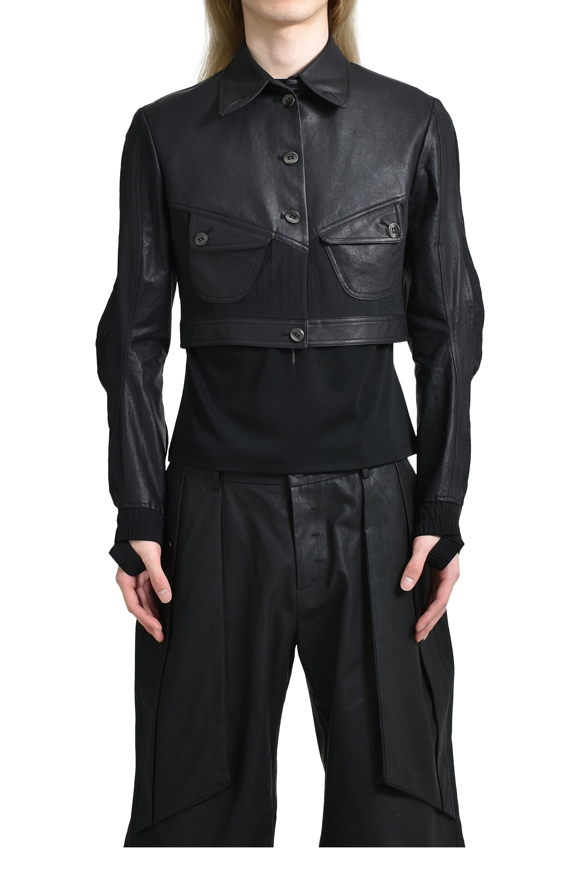 CARNET-ARCHIVE MOULD[A/C] CROPPED TRUCKET JACKET / BLK