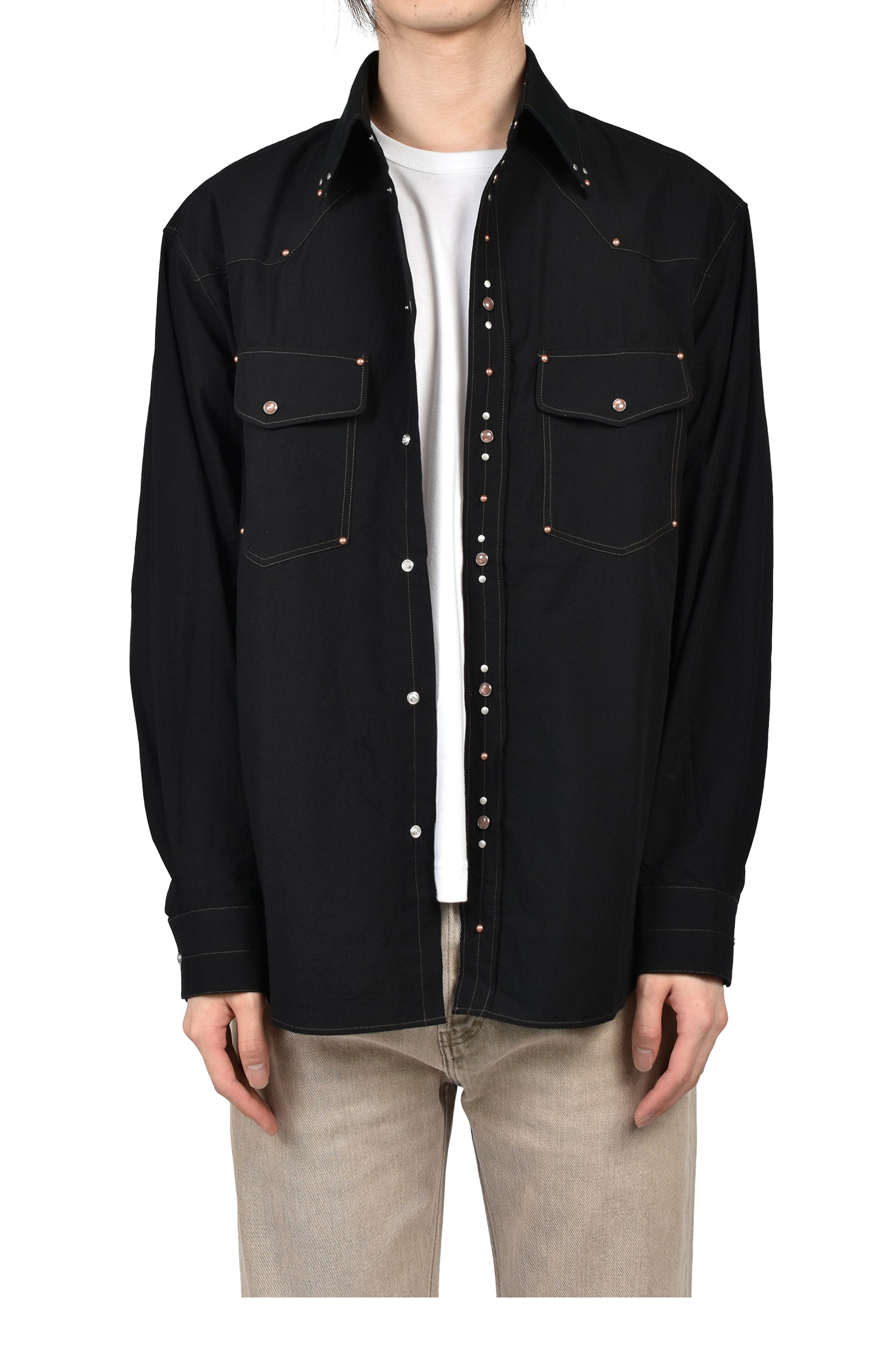 SHIRT WITH STUDS / BLK