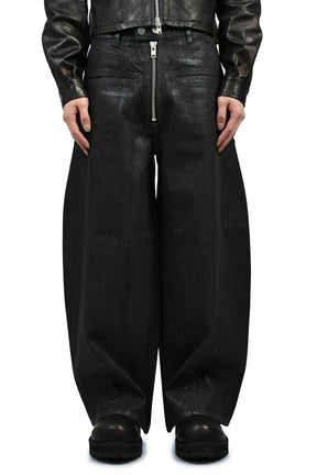 FRONT ZIP BAGGY / WAXED BLK
