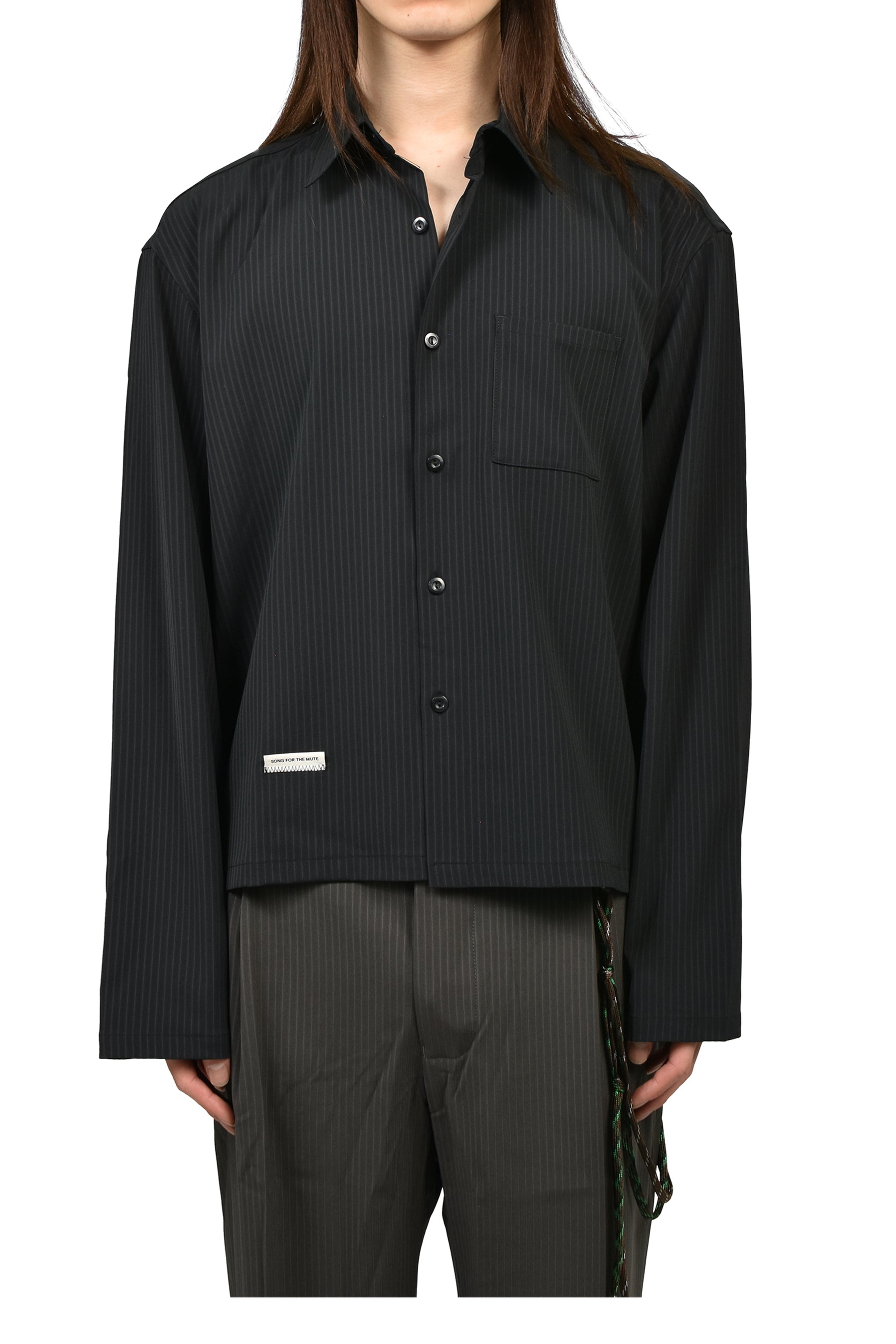 L/S CROPPED CASUAL SHIRT / NVY