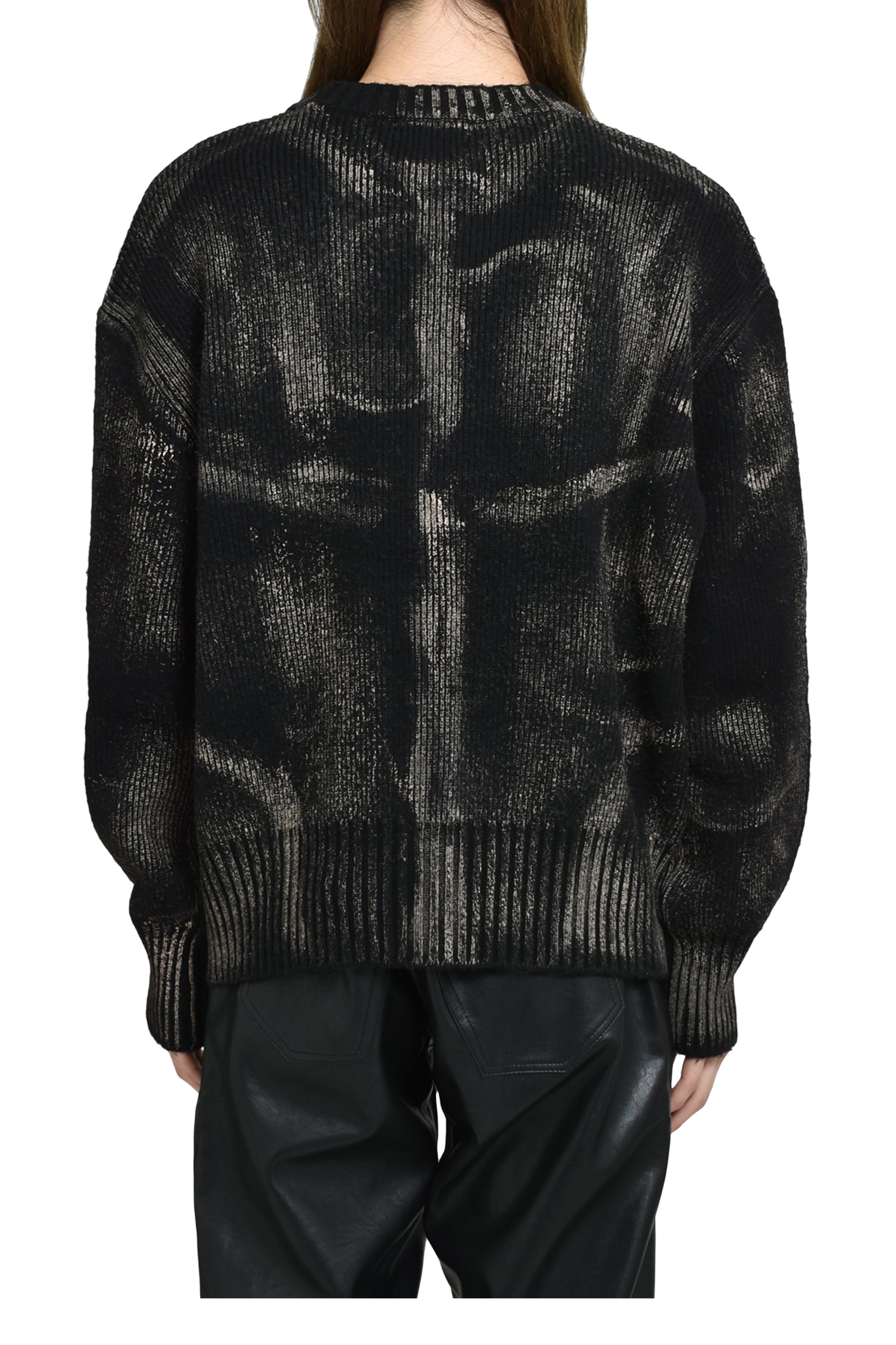 PAINTED CORSET KNIT CARDIGAN / BLK