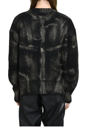 PAINTED CORSET KNIT CARDIGAN / BLK