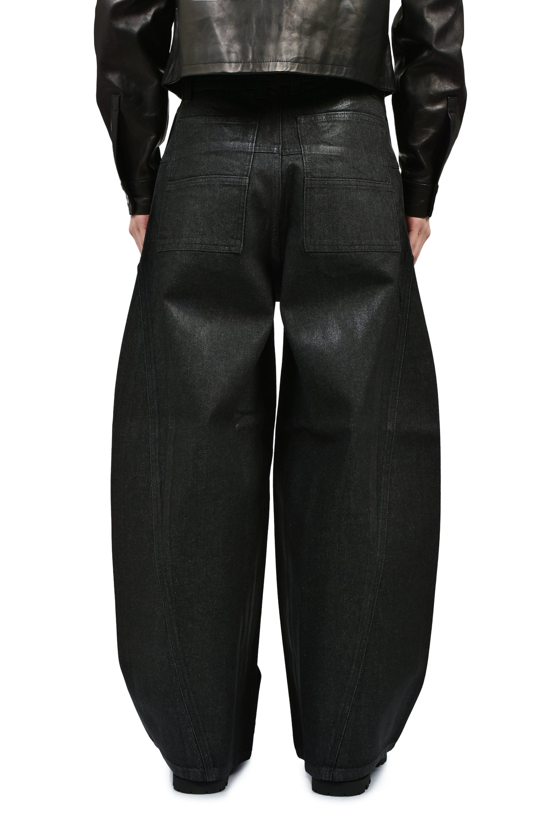 FRONT ZIP BAGGY  / WAXED BLK