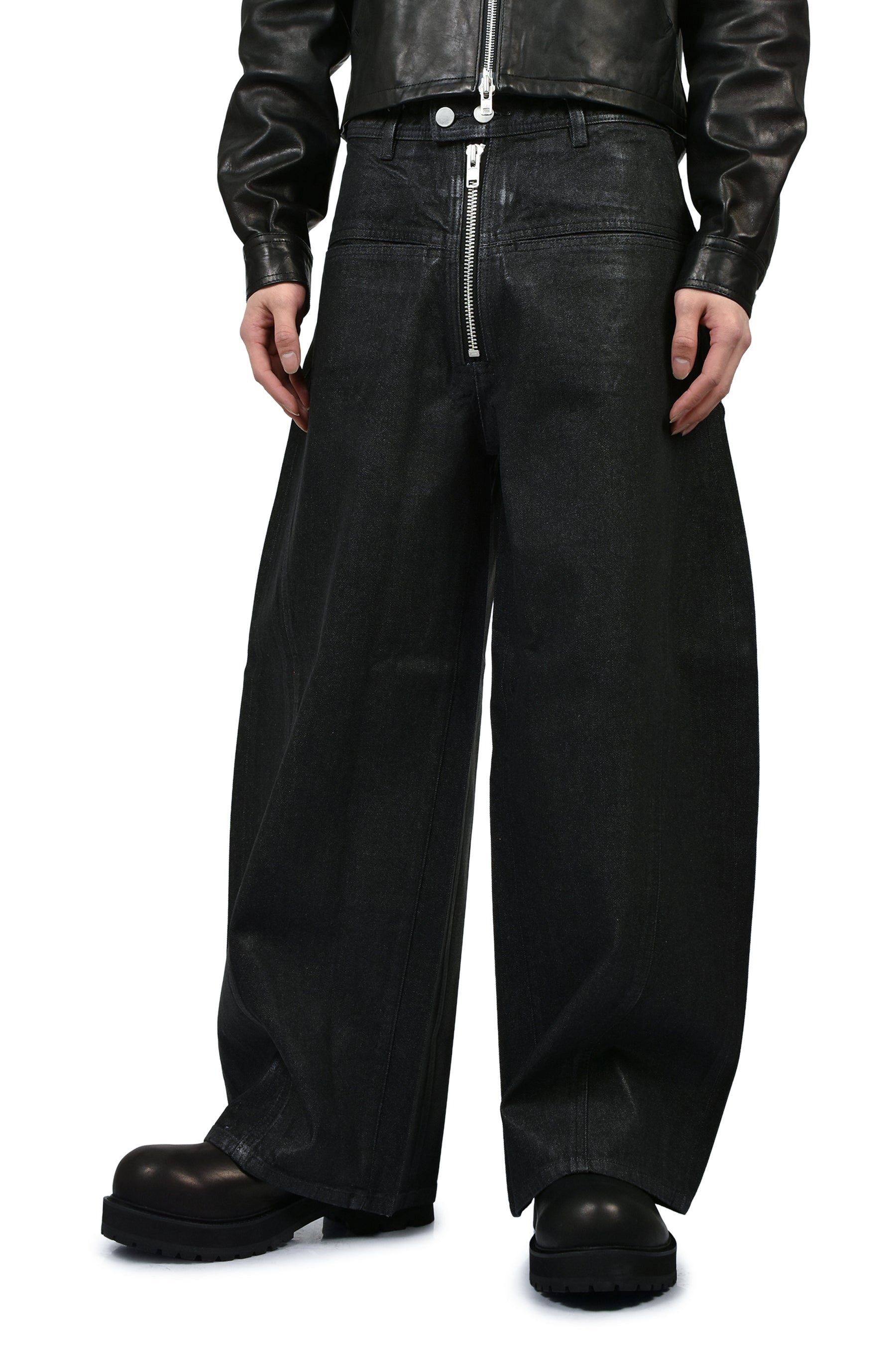FILTH フィルス SS26 FRONT ZIP BAGGY / WAXED BLK - NUBIAN ヌビアン