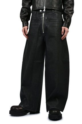 FRONT ZIP BAGGY / WAXED BLK
