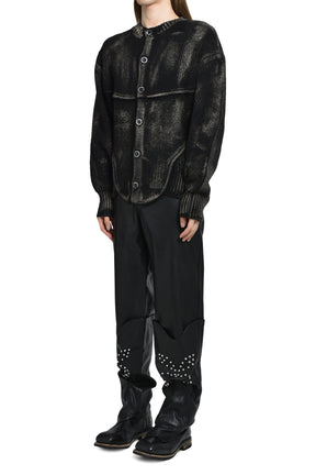 PAINTED CORSET KNIT CARDIGAN / BLK