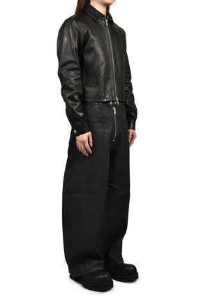 FRONT ZIP BAGGY / WAXED BLK