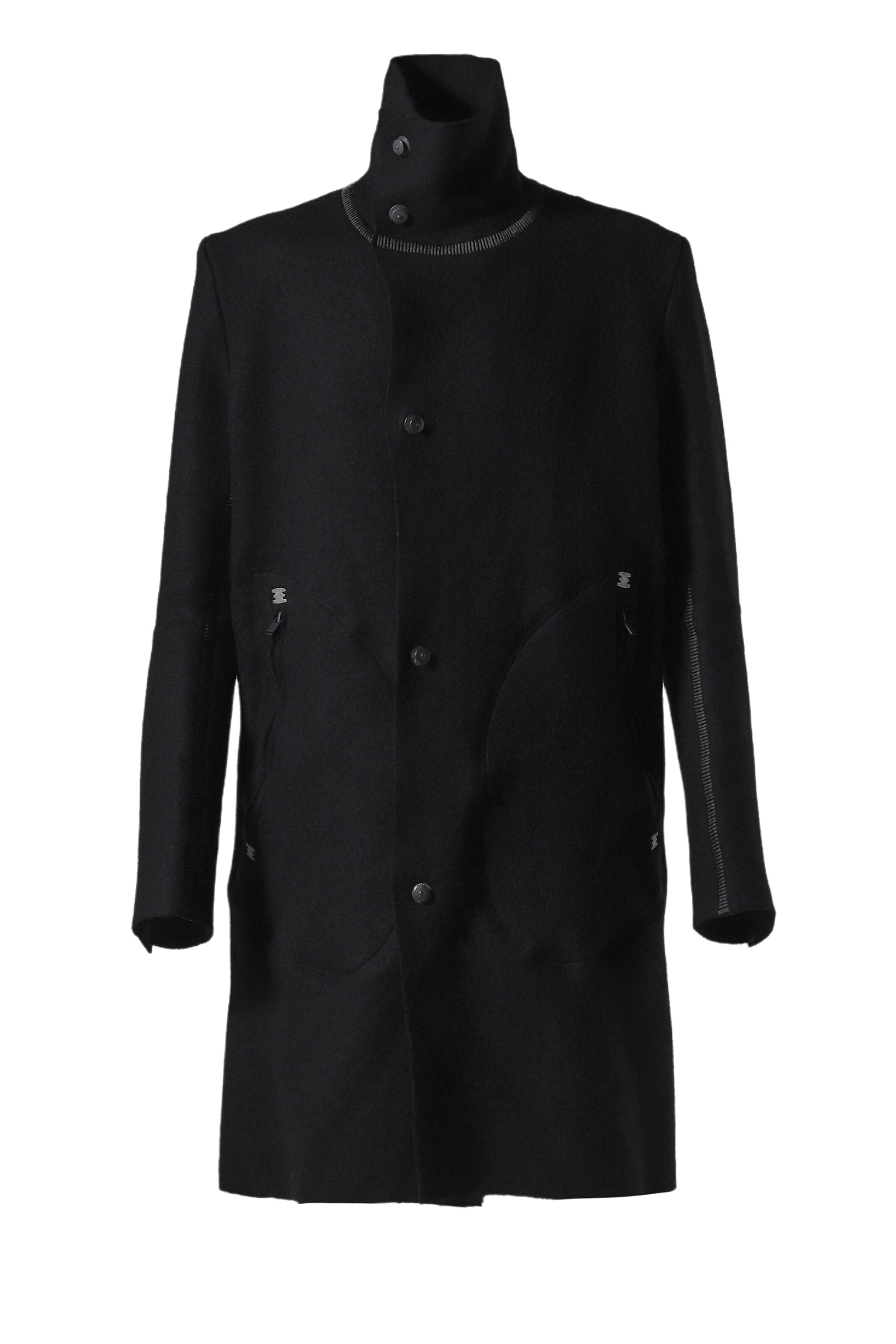 "SNOBINAR" LONG ASYMMETRIC COAT / BLK