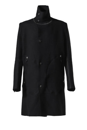 "SNOBINAR" LONG ASYMMETRIC COAT / BLK