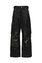 DECKARD COTTON GABARDINE X LEATHER COMBINATION PAINTER / BLK
