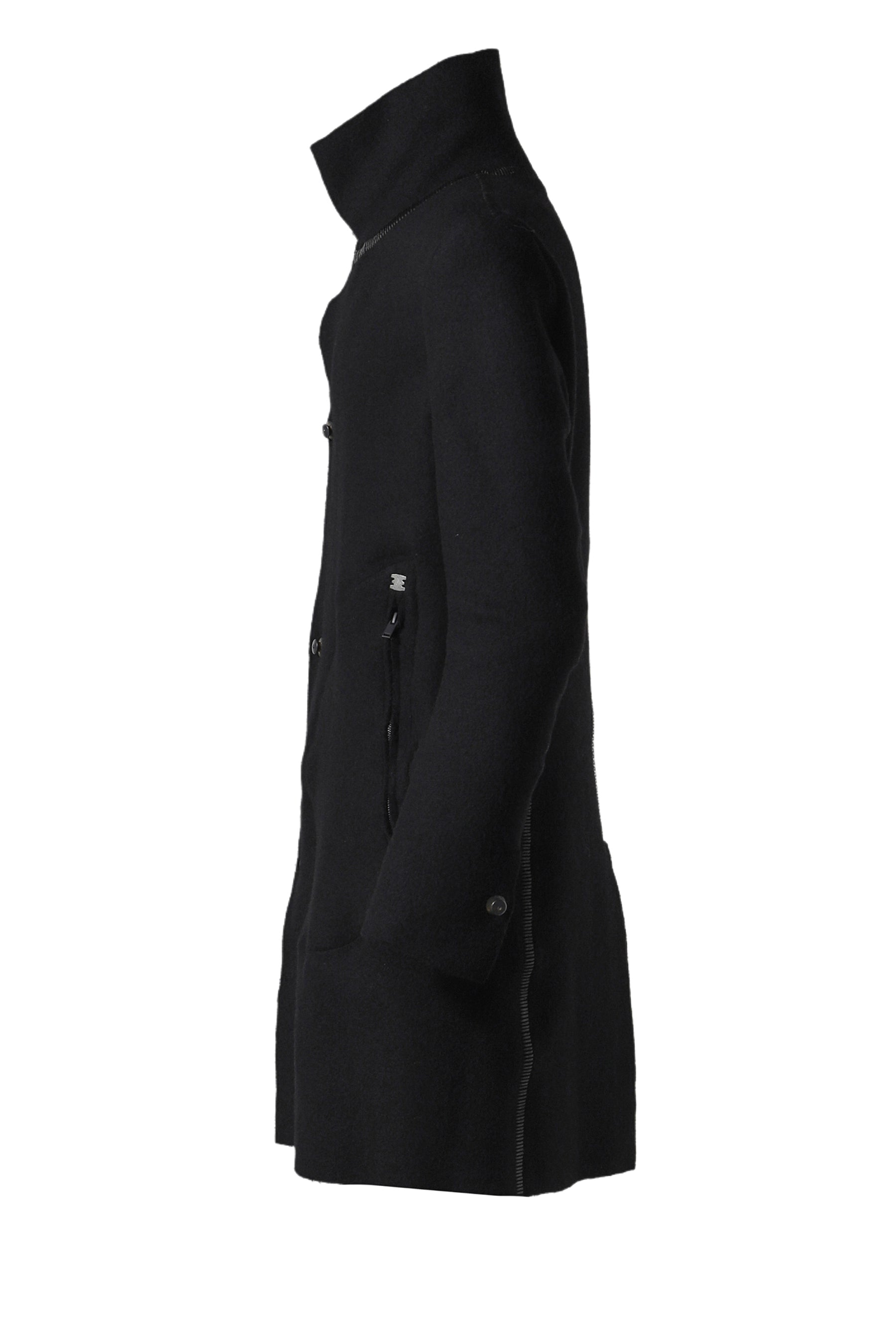 "SNOBINAR" LONG ASYMMETRIC COAT / BLK