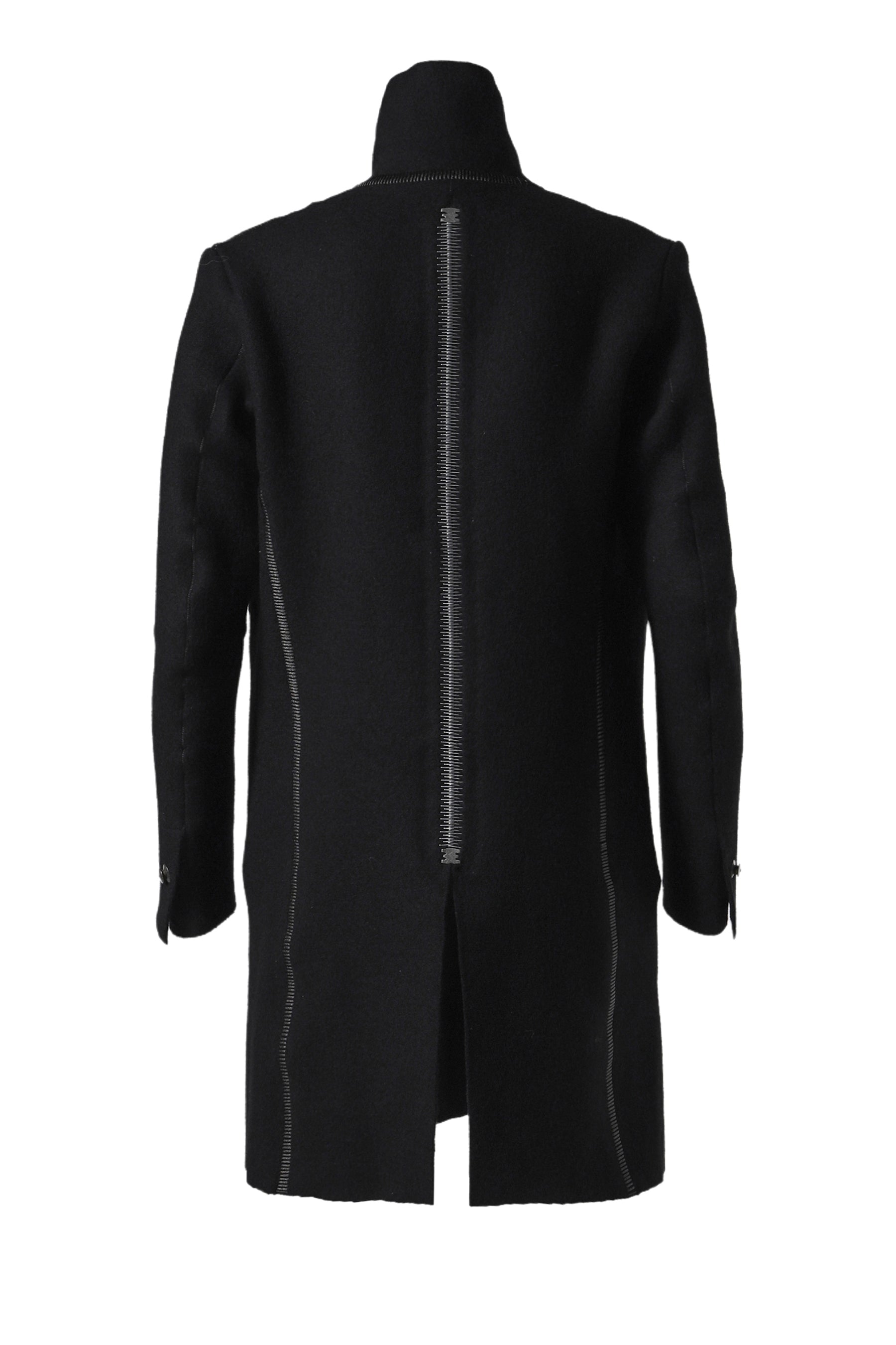 "SNOBINAR" LONG ASYMMETRIC COAT / BLK