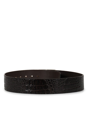 ERL LOGO CROCO EFFECT LEATHER BELT / BRW 